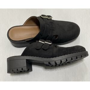 Suede Shoes Sz 9 EU 40 Mules Clog Travel Ortho Heel Black Comfort Dress Support